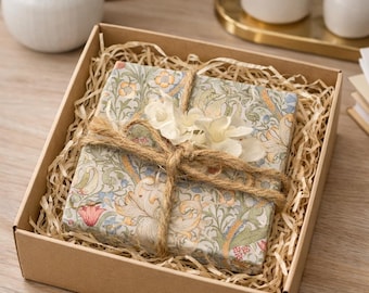 Floral Travertine Tile Coasters- Botanical Garden- Set of 4
