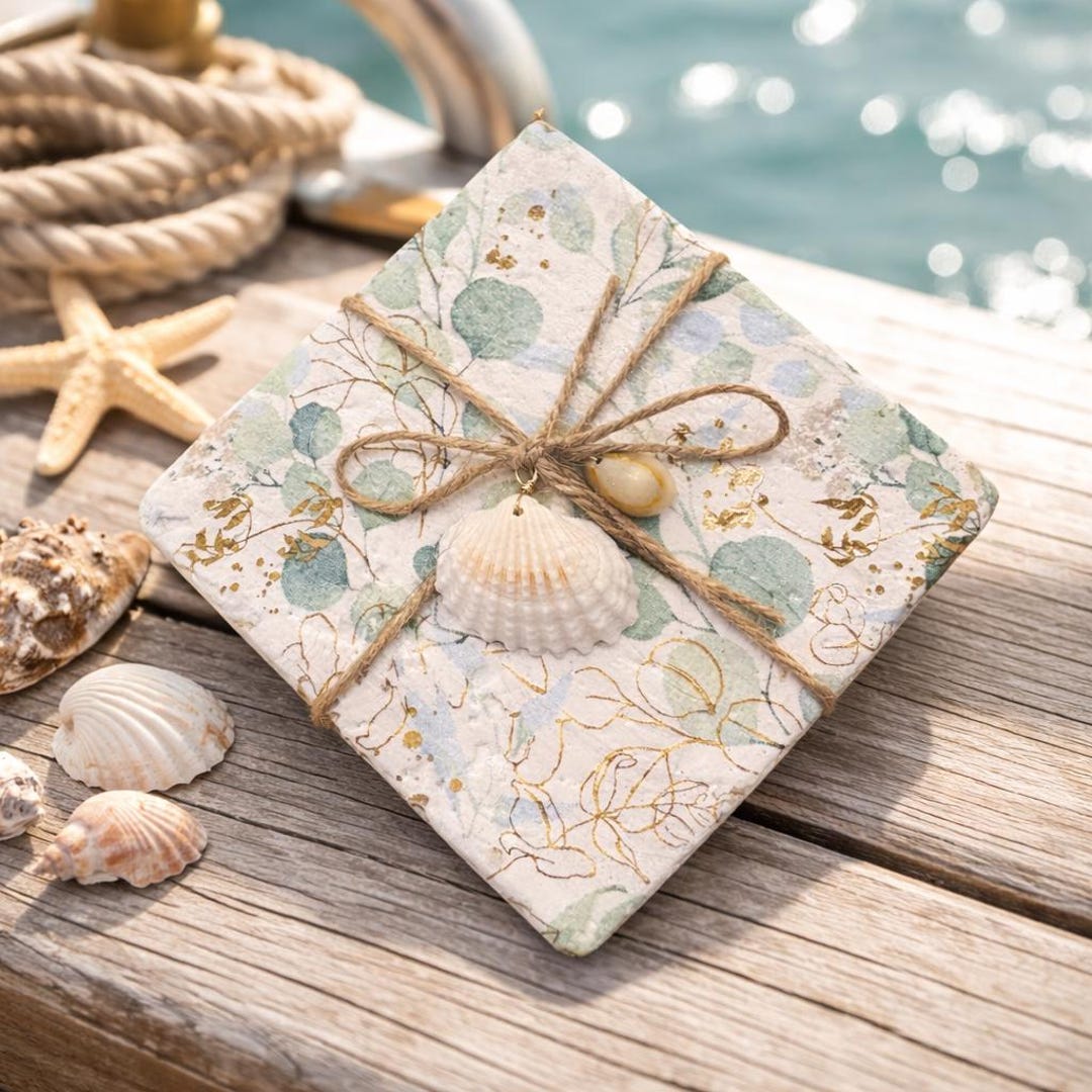 Botanical Garden Natural Tumbledtravertine Coasters- Set of 4 - Etsy