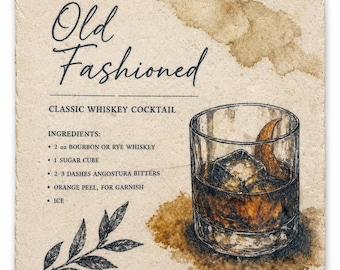 Old Fashioned Whiskey Coaster Set of 4