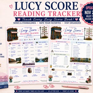Lucy Score Reading Tracker | Book Checklist Printable | Small Town Romance Reading Log | Instant Download PDF