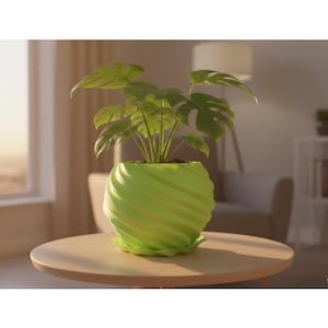 Utbuktande, vriden kruka i STL | Modern spiralformad växtkruka (digital nedladdning)