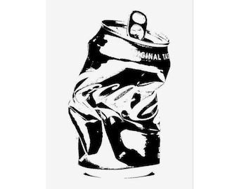 Crushed Soda Can Rolled Posters | Black White Pop Art Poster