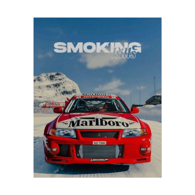 Poster arrotolato "Il fumo uccide le auto da rally" / Stampa da corsa, Sport motoristici d'epoca immagine 11