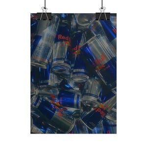 Red Bull Energy Drink Cans Collage Poster Knoll LLMTitleOutput value image 7