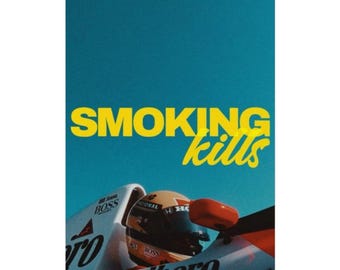 Smoking Kills racing poster | Rolled poster, retro motorsport print