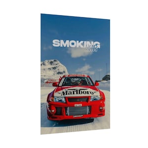 Poster arrotolato "Il fumo uccide le auto da rally" / Stampa da corsa, Sport motoristici d'epoca immagine 8