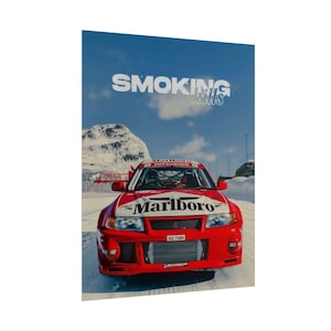 Poster arrotolato "Il fumo uccide le auto da rally" / Stampa da corsa, Sport motoristici d'epoca immagine 13