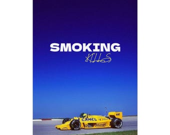 Smoking Kills racecar Poster | rolled poster, vintage racing print