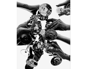 Black and White Champagne Toast Poster