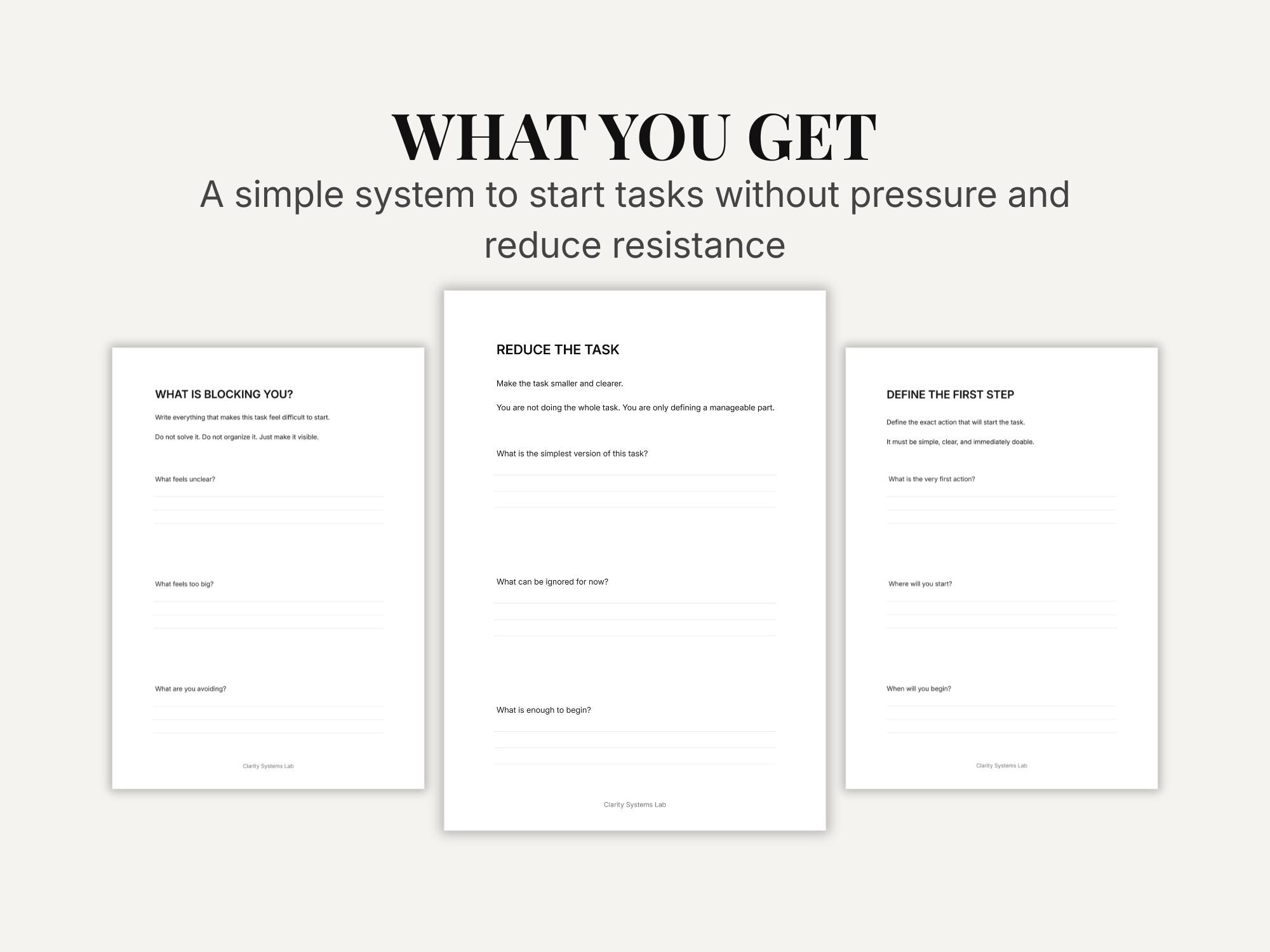 Task Initiation Worksheet Task Initiation Reset System Printable, Stop Procrastination, Start ...