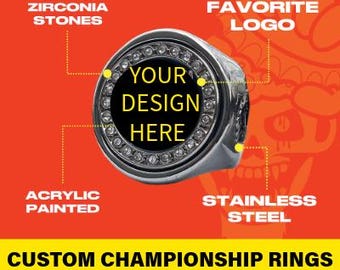 Consigue tu propio abridor de botellas y latas personalizado con anillo decapitator. Acero inoxidable, circonita cúbica, tu logotipo, 3 colores de anillo.