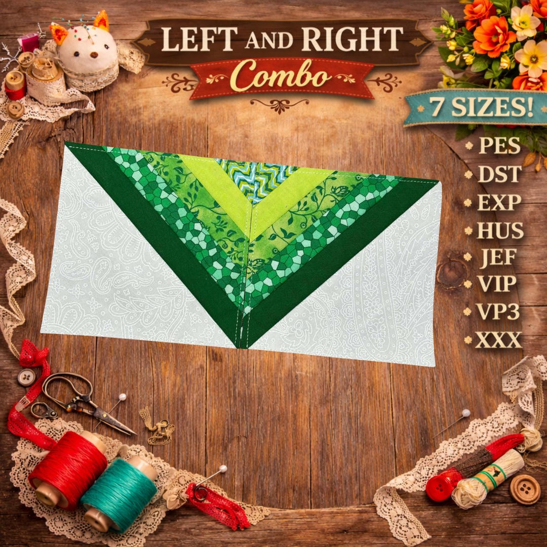 Half Square Triangle Quilt Block Embroidery | Diagonal Stripes Combo ...