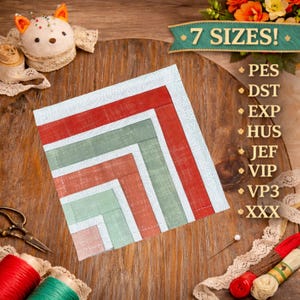 Thick and Thin Mountain High Quilt Block | Log Cabin ITH In The Hoop Embroidery | Digital Download