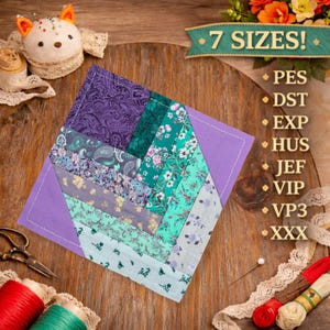 Stacked Horizon Quilt Block Embroidery Design | ITH In The Hoop Quilt Block | Machine Embroidery Pattern | 7 Sizes