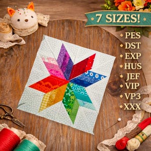 Twisted Ray Triangle Quilt Block Embroidery Design | ITH In The Hoop Quilt Block | Machine Embroidery Pattern | 7 Sizes