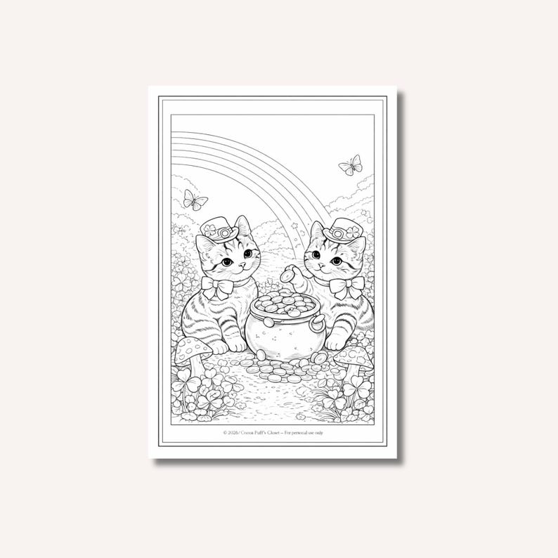 Cute Cat Coloring Pages Printable, Cozy Kitten Coloring Book PDF ...