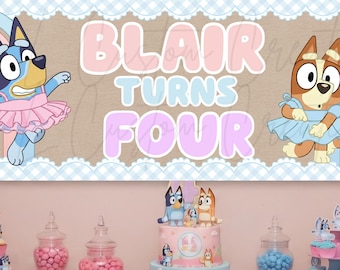 Blauwe verjaardagsbanner hondenfeestje (Walgreens, 2 x 6 print) | DIGITAAL
