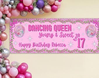 Dancing Queen Young & Sweet Only 17 feestbanner | Digitale Walgreens-banner van 2 x 6