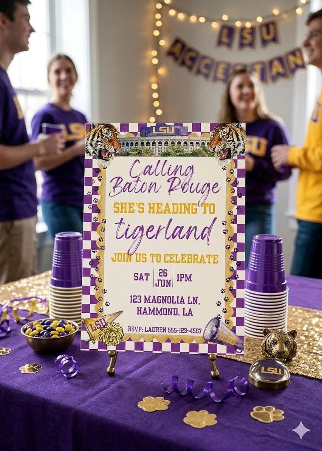 LSU Graduation Party Invitation | Baton Rouge Tigerland | College Bound ...