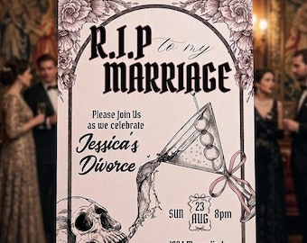 R.I.P. Uitnodiging voor mijn huwelijk Gothic Divorce-feestje
