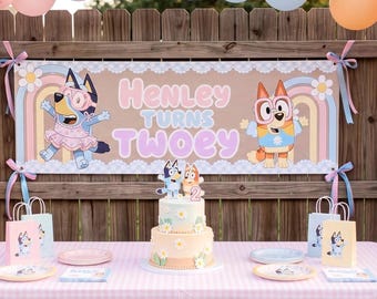 Birthday Blue Dog Banner | Pool Party | Waterslide Party (Walgreens 2x6 Print) | DIGITAL