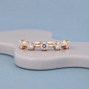 Round Lab Grown Diamond Wedding Band, 3/4th Eternity Round Band, 3 MM Round Lab Created Diamond Band, Matching Band, Floating Bubble Band