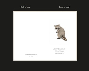 Funny Birthday Card | Adult Dry Humor Raccoon | Snarky Printable Card | Instant Download