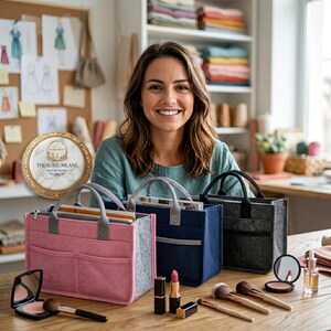Foldable Polyester Purse Organizer Insert, Large Capacity Cosmetic Bag