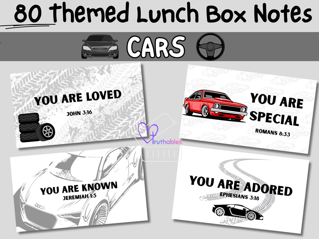 Fun Car Notes 80 Car Themed Scripture Lunchbox Notes for Kids Printable - Etsy