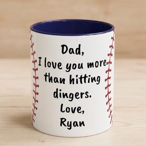 Custom Baseball Mug Fathers Day, Personalized Fathers Day Gift, Custom Baseball Dad Mug, Gift For Baseball Dad, Dad Baseball Mug