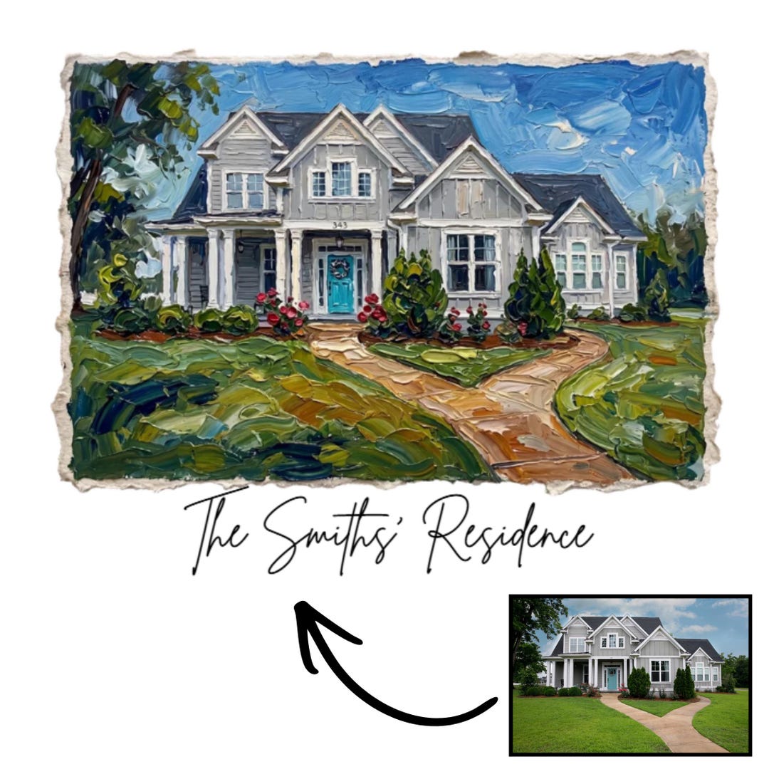 Custom House Portrait From Photo Personalized Home Portrait Print First ...