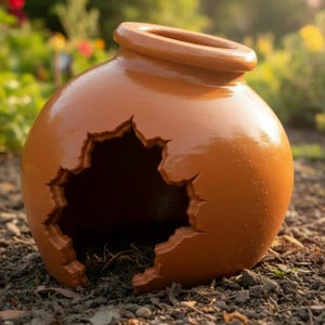 Broken Pot Reptile Hide | Terrarium Cave for Geckos, Ball Pythons, Spiders and other reptiles | Moisture/Heat-Resistant Enclosure Decor