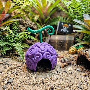 Anime Inspired Mystical Swirl Fruit Reptile Hide – 3D Printed PETG Cave for Geckos, Snakes & Small Pets – Pirate Themed Terrarium Decor