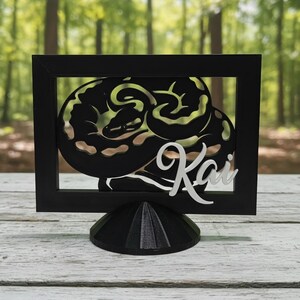 Custom Ball Python Name Sign | Reptile Room Decor | Personalized Snake Silhouette Stand | Pet Nameplate & Reptile Lover Gift