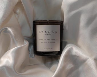 Vela de soja con aroma a coco y sándalo, 113 g (4 oz), sin ftalatos, vertida a mano.