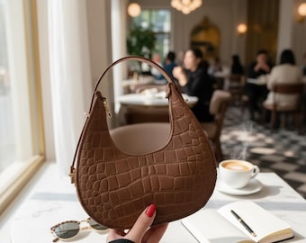 Crocodile Grain Underarm Bag, Retro Style Shoulder Purse