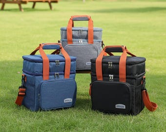 Insulated Lunch Cooler Bag, Dual-Compartment, Leakproof, Collapsible Travel Tote
