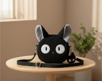 Kawaii Plush Cat Crossbody Bag, Anime Style Shoulder Purse
