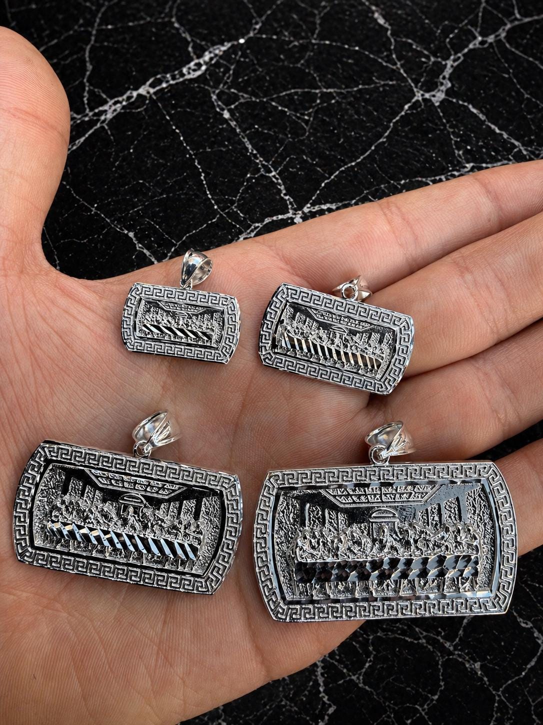 925 Sterling Silver Last Supper Pendant, Handmade With High Polish and ...