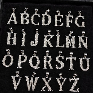 Colgante con inicial de plata de ley 925 – 26 letras A-Z, dije con corte de diamante
