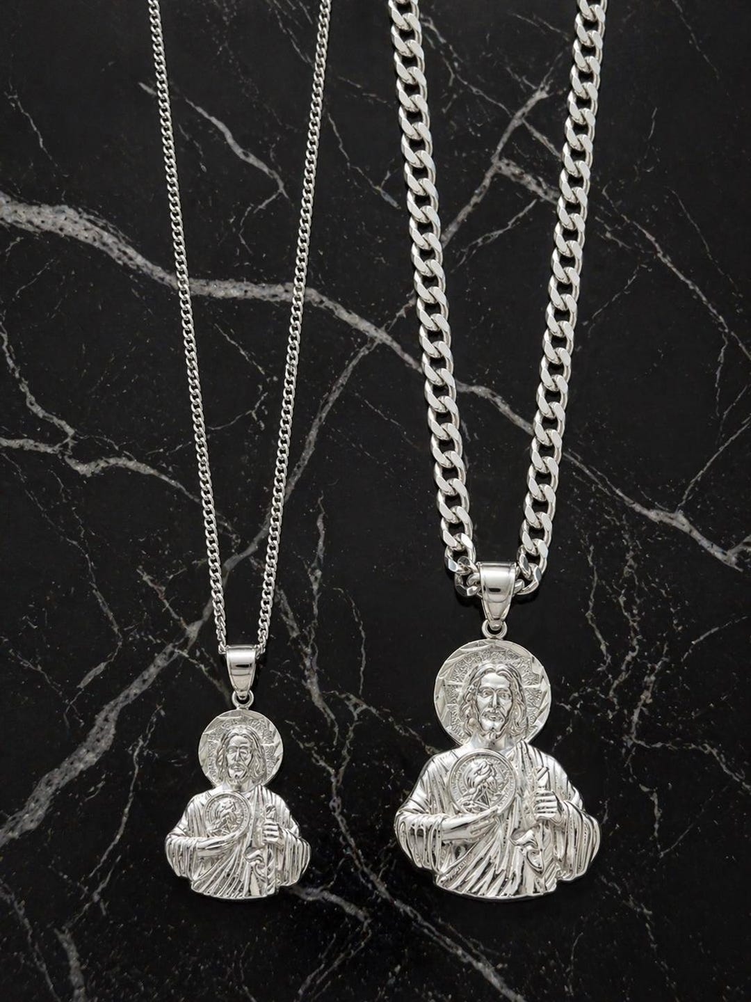 925 Sterling Silver Jesus Christ Pendant High Polished - Etsy