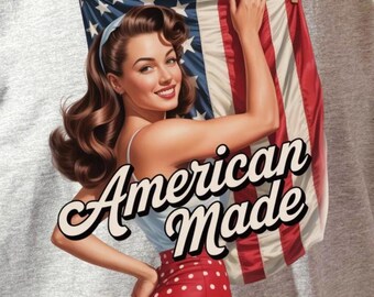 Vintage Pin Up Girl America 250 Shirt | 1950s Retro Patriotic Tee | Classic Americana Housewife Graphic | Custom Philly Printed 1776-2026