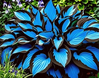 300+ Blue Black Hosta Seeds Rare Shade Perennial Foliage Garden Plants