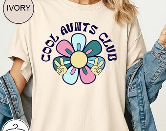 Camiseta Comfort Colors Cool Aunts Club: Anuncio de embarazo, Regalo para la nueva tía, Camiseta de regalo, Revelación del bebé, En la era de mi tía