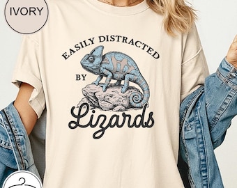 Camiseta divertida de lagarto. Meme de lagarto. Fácilmente distraído por lagartos. Camiseta de herpetología. Camiseta de lagartos. Camiseta de amante de los reptiles. Meme de lagarto.