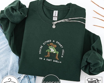 Sudadera con estampado de "Eres un tipo listo o un apestoso", camiseta de rana, sudadera bordada, camiseta con meme divertido, camiseta retro de dibujos animados, vaquero.