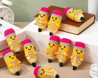 Emotional Support Crochet Pencil – Handmade Teacher Appreciation Gift, Cute Desk Decor, Back to School & End of Year Gift Graduation Gift