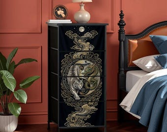 Dragon Home Decor Cabinet Storage Furniture Bedroom Dresser Men Gift Unique Oriental Art Deco Traditional Japanese Style Bold Statement