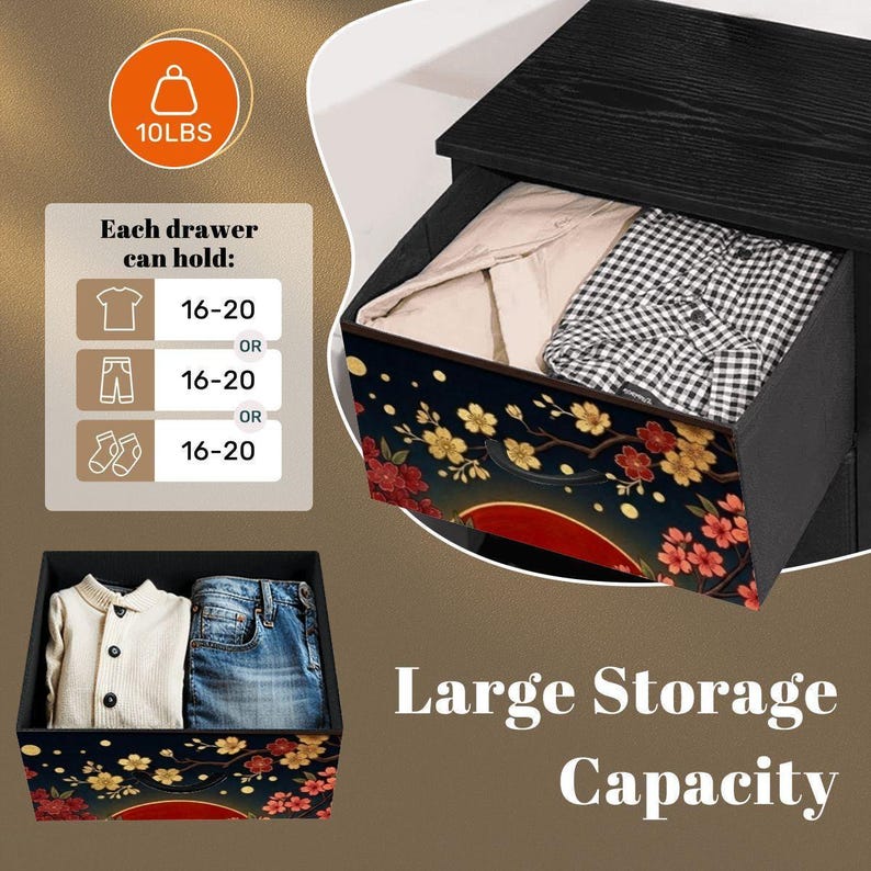 Japanese Furniture Storage Cabinet Bedroom Dresser Men Gift Unique Japandi Cherry Blossom Art Asian Inspired Minimalist Design Decor Koi image 10