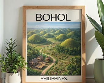 ボホール島ポスター｜フィリピンのウォールアート｜チョコレートマウンテンの風景プリント｜旅行ウォールアート｜ホームデコレーション
